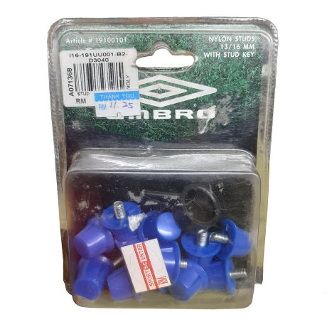 Umbro Nylon Studs 13/16mm with Stud Key (Blue)